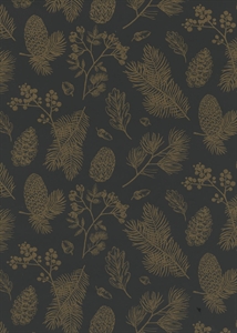 Bogen 70x 100cm, Pine Blätter, schwarz-gold