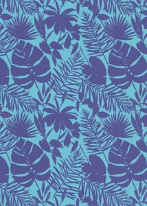 Bogen 70x 100cm, Tropical Blätter, blau