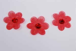 Deco, Blüte Organza mit Perle 30mm, rot