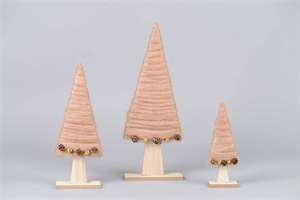 Tannenbaum, Holz - Set/3 ass, taupe