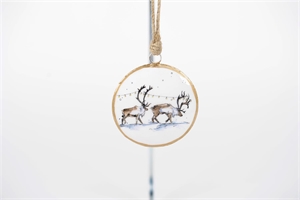 Bild, Emaille - Reindeer Ø10x H3cm, winter glaze