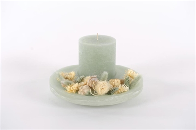 Candle, Mineralwachsteller & Flowers, Ø24x H12cm, sea foam