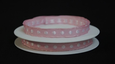 Band 25m/ 10mm, Tupfenband, rosa
