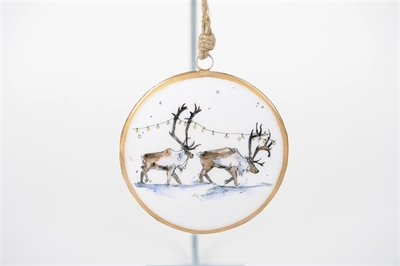 Bild, Emaille - Reindeer Ø15.5x H4cm, winter glaze
