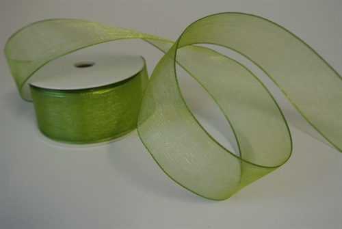 Band 20m/ 40mm, Voile mit Drahtkante, olive