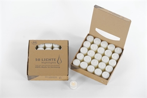 Teelicht, 24x Ø38mm VE 50/ 8h - transparent, weiss Teelicht, 24x Ø38mm VE 50/ 8h - transparent, weiss