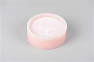 3-Docht Kerze im Topf, H6cm x Ø150mm, taupe rosa