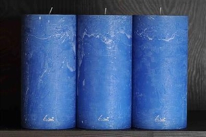Rustic Zylinderkerze, 10cm x Ø50mm, blue heaven*