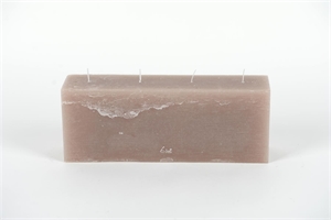 4-Docht Kubuskerze, H12 x L32x Ø8cm, portobello 4-Docht Kubuskerze, H12 x L32x Ø8cm, portobello