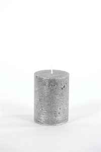 Metallic Zylinderkerze, 8cm x Ø60mm, black silve Metallic Zylinderkerze, 8cm x Ø60mm, black silve