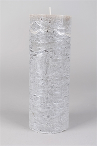 Metallic Zylinderkerze, 27cm x Ø100mm, silver