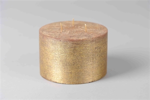 Met. 3-Docht Zylinderkerze, H10cm x 150mm, gold/26 Met. 3-Docht Zylinderkerze, H10cm x 150mm, gold/26