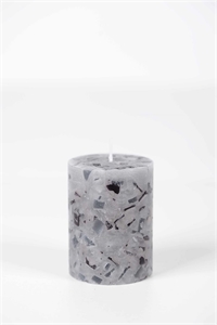 Terrazzo Zylinderkerz, 8cm x Ø60mm, hellgrau Terrazzo Zylinderkerz, 8cm x Ø60mm, hellgrau
