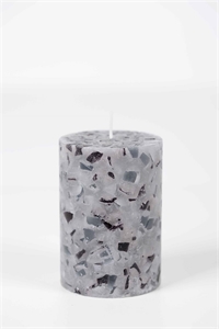 Terrazzo Zylinderkerz, 10cm x Ø70mm, hellgrau Terrazzo Zylinderkerz, 10cm x Ø70mm, hellgrau