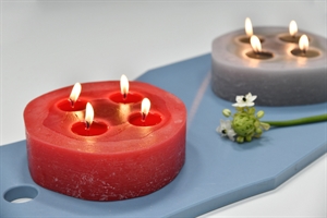 4-Docht Zylinderkerze, H5cm x 170mm, drot* 4-Docht Zylinderkerze, H5cm x 170mm, drot*