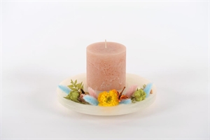 Flowers & Candle, Ø24x H12cm, asparagus - nougat