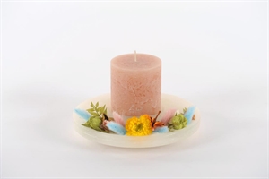 Flowers & Candle, Ø24x H12cm, asparagus - nougat Flowers & Candle, Ø24x H12cm, asparagus - nougat