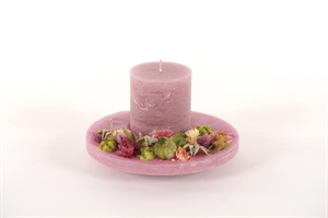 Flowers & Candle, Ø24x H12cm, orchid mauve Flowers & Candle, Ø24x H12cm, orchid mauve
