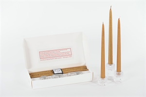 Set, 6 Spitzkerzen H30cm, 3 Glasleuchter, 08 met. Set, 6 Spitzkerzen H30cm, 3 Glasleuchter, 08 met.