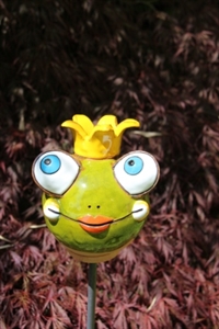 Gartenkeramik, Froschkönig 17cm - ohne Stab Gartenkeramik, Froschkönig 17cm - ohne Stab