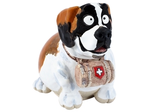 Gartenkeramik, Bernhardiner m.Fass 20cm, winterfest - ohne Stab Gartenkeramik, Bernhardiner m.Fass 20cm, winterfest - ohne Stab