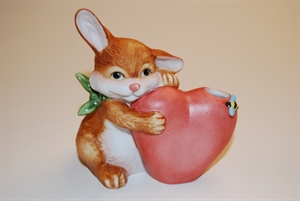 Hase, mit Herz 11cm, braun Hase, mit Herz 11cm, braun