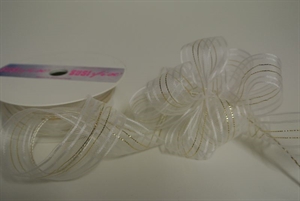 Susifix 25m/ 25mm, Tüll, weiss/gold Susifix 25m/ 25mm, Tüll, weiss/gold