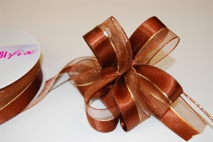 Susifix 25m/ 25mm, Band Tüll/Satin, braun Susifix 25m/ 25mm, Band Tüll/Satin, braun