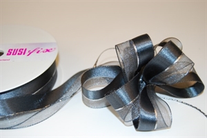 Susifix 25m/ 25mm, Band Tüll/Satin, grau Susifix 25m/ 25mm, Band Tüll/Satin, grau