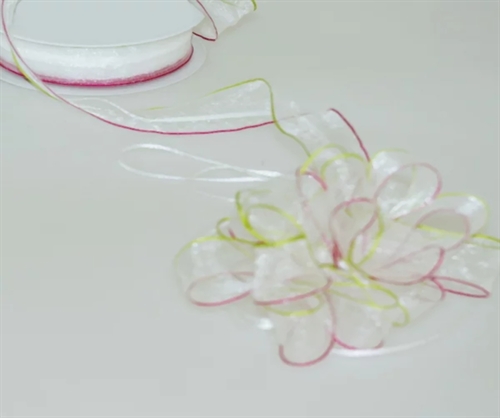 Susifix 25m/ 25mm, Organza/Zugschleife, grün/pink Susifix 25m/ 25mm, Organza/Zugschleife, grün/pink