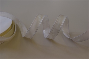 Band 25m/ 15mm, Uni mit Rand, weiss Band 25m/ 15mm, Uni mit Rand, weiss