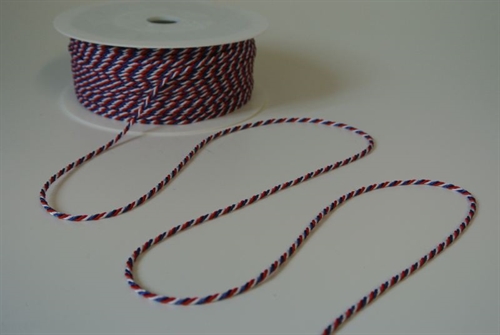 Band 100m/ 2mm, Kordel, weiss/rot/blau Band 100m/ 2mm, Kordel, weiss/rot/blau
