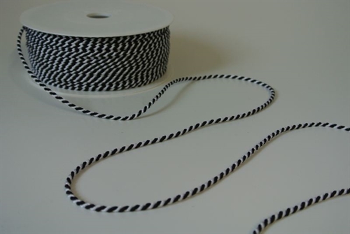 Band 100m/ 2mm, Kordel, schwarz/weiss Band 100m/ 2mm, Kordel, schwarz/weiss