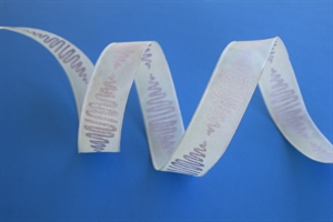 Band 15m/ 25mm, Wellen, pastellblau/silber Band 15m/ 25mm, Wellen, pastellblau/silber