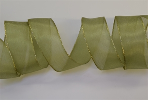 Band 20m/ 25mm, Sheer - gold Ende, olive (60) Band 20m/ 25mm, Sheer - gold Ende, olive (60)