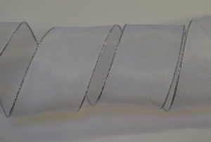 Band 20m/ 40mm, Sheer - silber Ende, weiss Band 20m/ 40mm, Sheer - silber Ende, weiss