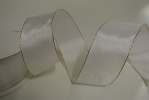 Band 20m/ 40mm, Sheer - gold Ende, weiss Band 20m/ 40mm, Sheer - gold Ende, weiss