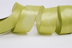 Band 20m/ 40mm, Sheer - gold Ende, lindengrün Band 20m/ 40mm, Sheer - gold Ende, lindengrün