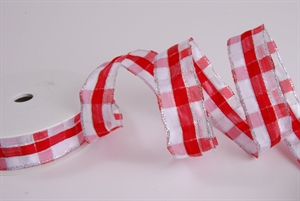 Band 20m/ 25mm, Karo, rot/weiss Band 20m/ 25mm, Karo, rot/weiss