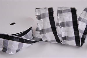 Band 20m/ 40mm, Karo, schwarz/weiss Band 20m/ 40mm, Karo, schwarz/weiss