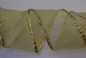 Band 20m/ 70mm, Metallicvoile m. Draht, gold Band 20m/ 70mm, Metallicvoile m. Draht, gold