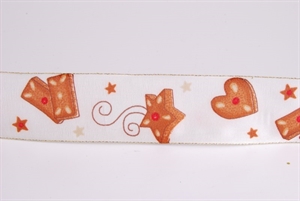 Band 20m/ 40mm, Lebkuchen, ecru/braun Band 20m/ 40mm, Lebkuchen, ecru/braun