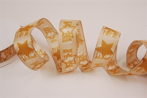 Band 20m/ 25mm, Noten/Stern, natur Band 20m/ 25mm, Noten/Stern, natur