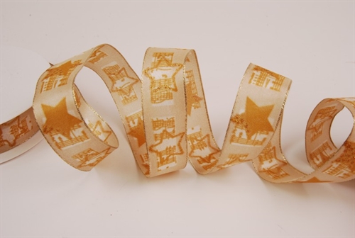 Band 20m/ 25mm, Noten/Stern, natur Band 20m/ 25mm, Noten/Stern, natur