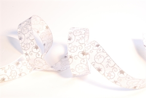 Band 20m/ 25mm, Sternenmotiv, silber Band 20m/ 25mm, Sternenmotiv, silber