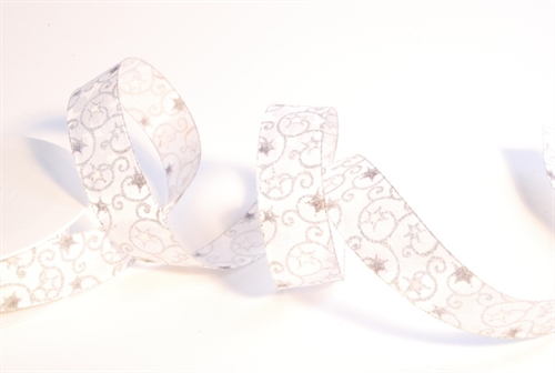 Band 20m/ 25mm, Sternenmotiv, silber Band 20m/ 25mm, Sternenmotiv, silber