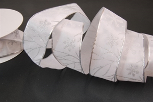 Band 20m/ 40mm, Weihnachszweig, weiss Band 20m/ 40mm, Weihnachszweig, weiss