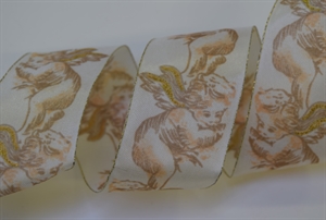 Band 20m/ 40mm, Engel, ecru/rosa Band 20m/ 40mm, Engel, ecru/rosa
