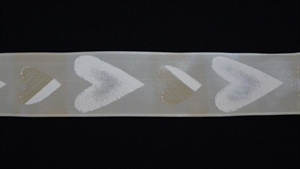 Band 20m/ 40mm, Herz gedruckt, ecru Band 20m/ 40mm, Herz gedruckt, ecru