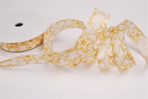 Band 25m/ 25mm, Stern mit Schatten, ecru Band 25m/ 25mm, Stern mit Schatten, ecru